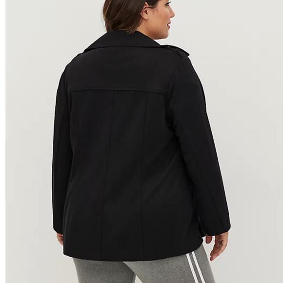 Torrid NWT Peacoat Lightweight Ponte Black Double Breasted Max Stretch Size 6X - Picture 3 of 11